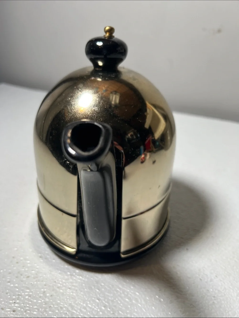 Vintage Black Teapot with Brass Cozy in Original Box